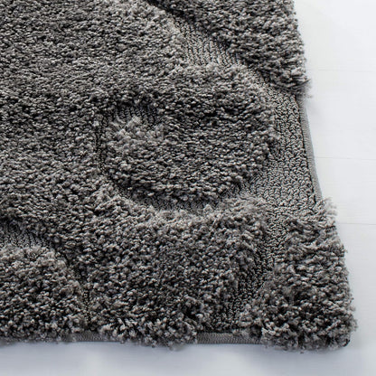 Florida Shag Collection Area Rug - 6'7" Square, Grey, Scroll Design, Non-Shedding & Easy to Clean, High-Low Plush Pile, Ideal for Living Room, Bedroom, Dining Space (SG455-8013)