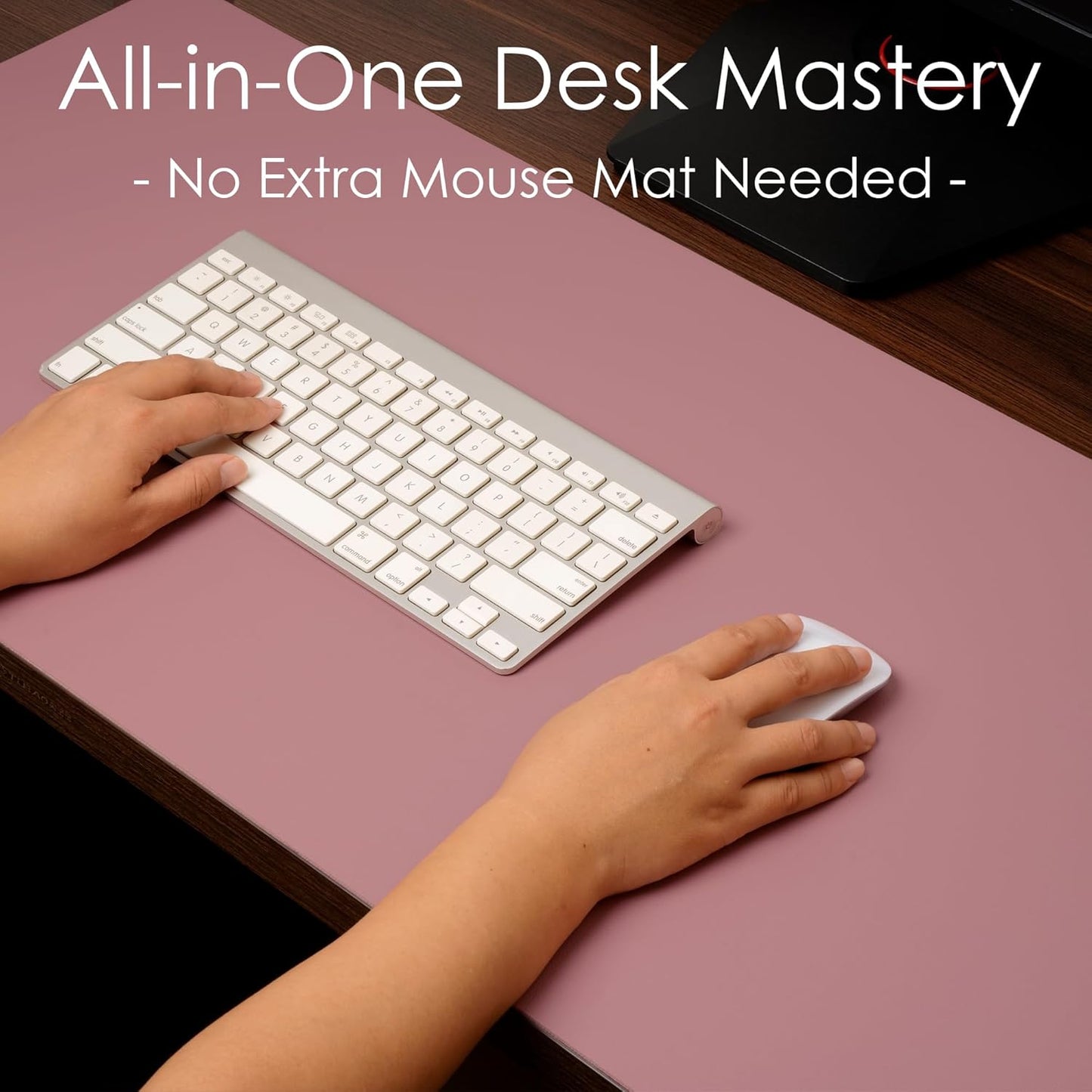 Leather Desk Pad Protector, Waterproof Mouse Pad, PU Desk Mat, Office Desk Cover, Desk Writing Mat for Office/Home/Work/Cubicle (Purple/Pink) 23.7X13.8 In