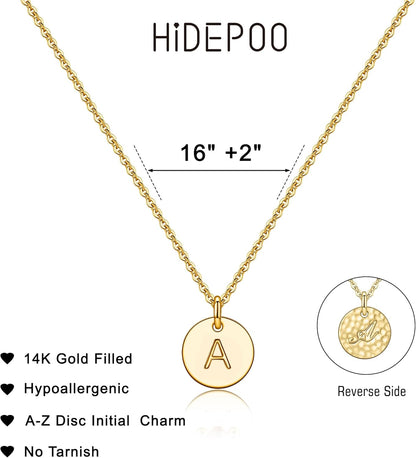 Mothers Day Gifts for Mom Daughter - 14K Gold Plated/14K Rose Gold Plated/S925 Sterling Silver Disc Initial Necklaces for Girls Jewelry Birthday Gift Graduation Gifts for Kids Girl Teens Women