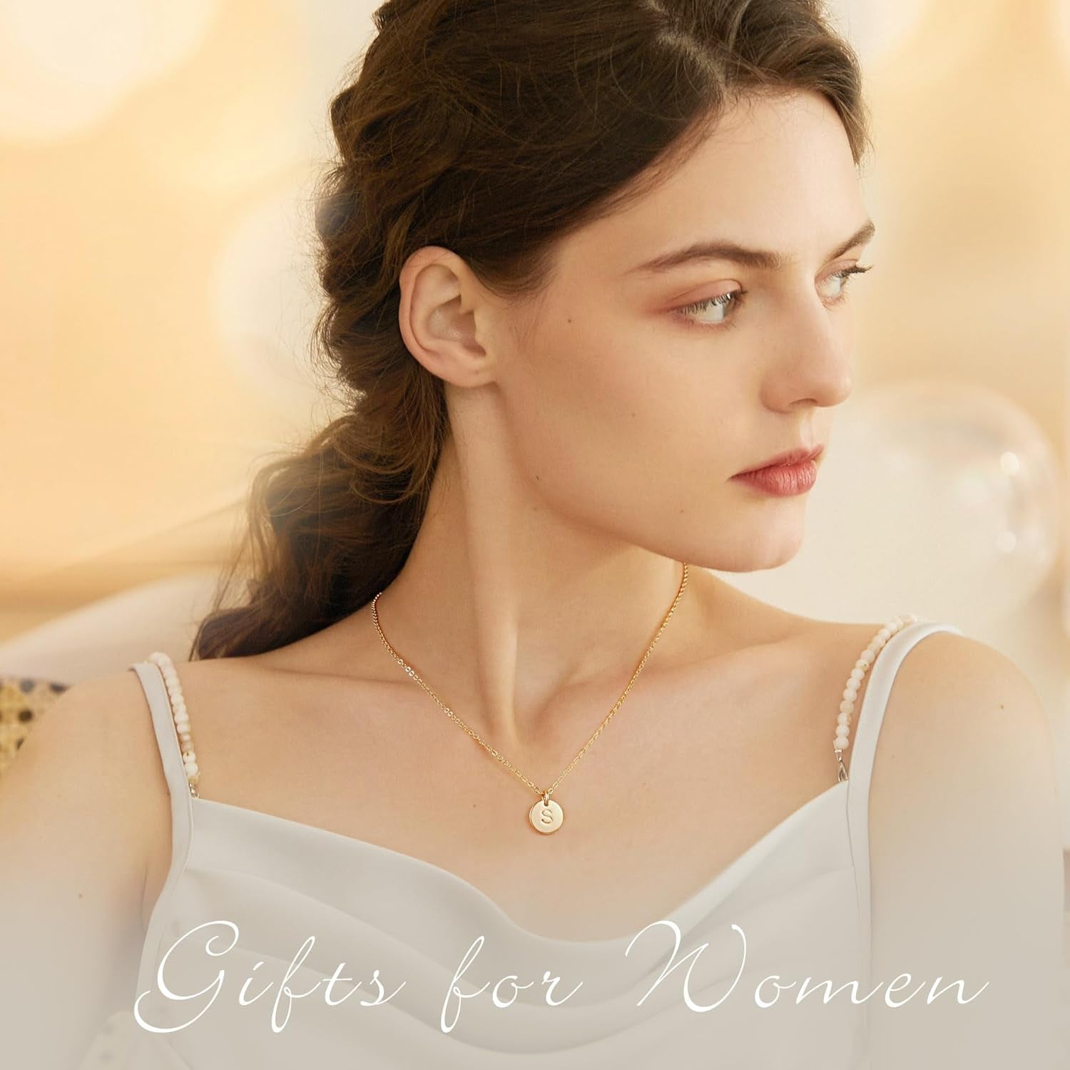 Mothers Day Gifts for Mom Daughter - 14K Gold Plated/14K Rose Gold Plated/S925 Sterling Silver Disc Initial Necklaces for Girls Jewelry Birthday Gift Graduation Gifts for Kids Girl Teens Women