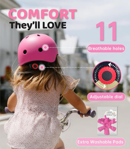 Bike Helmet with DIY Stickers, CPSC & CE Certified - Toddler Helmet for Skateboard Roller-Skating Bicycle Scooter