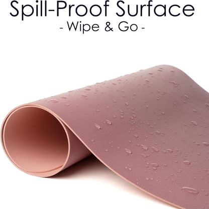 Leather Desk Pad Protector, Waterproof Mouse Pad, PU Desk Mat, Office Desk Cover, Desk Writing Mat for Office/Home/Work/Cubicle (Purple/Pink) 23.7X13.8 In