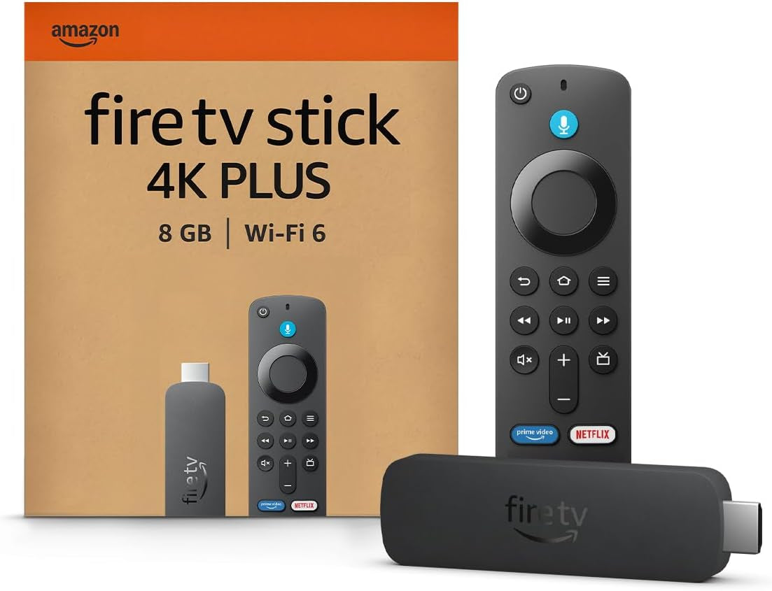 Fire TV Stick 4K plus Streaming Device, Supports Wi-Fi 6, Dolby Vision/Atmos, HDR10+, Find TV Programmes Faster with Alexa+