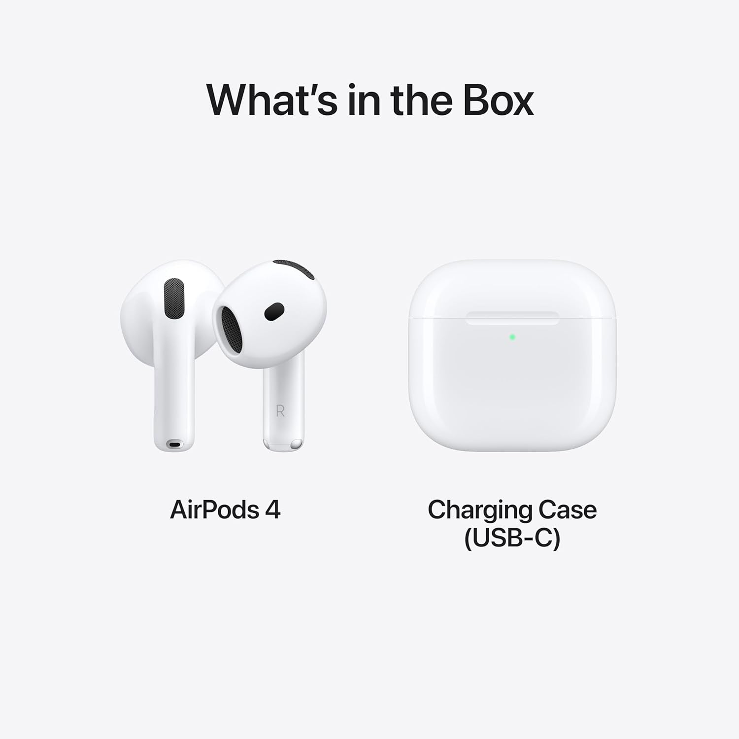 Airpods 4 Wireless Earbuds, Bluetooth Headphones, Personalised Spatial Audio, Sweat and Water Resistant, USB-C Charging Case, H2 Chip, up to 24 Hours of Battery Life, Effortless Setup for Iphone