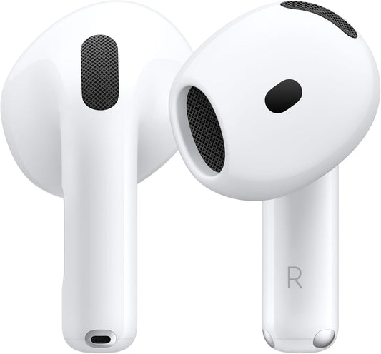 Airpods 4 Wireless Earbuds, Bluetooth Headphones, Personalised Spatial Audio, Sweat and Water Resistant, USB-C Charging Case, H2 Chip, up to 24 Hours of Battery Life, Effortless Setup for Iphone