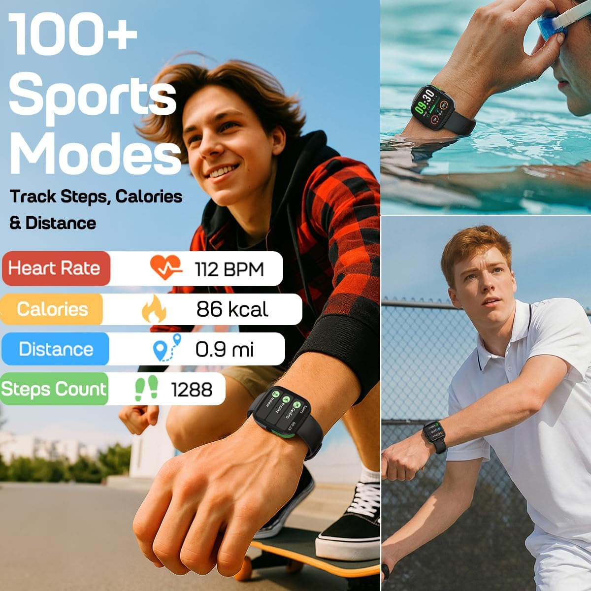 Smart Watch (Answer/Make Call), 1.83” Health Fitness Watch with Heart Rate, Blood Pressure,Spo2 and Sleep Monitor, 100+ Sports Modes, IP68 Waterproof Fitness Tracker for Men Women