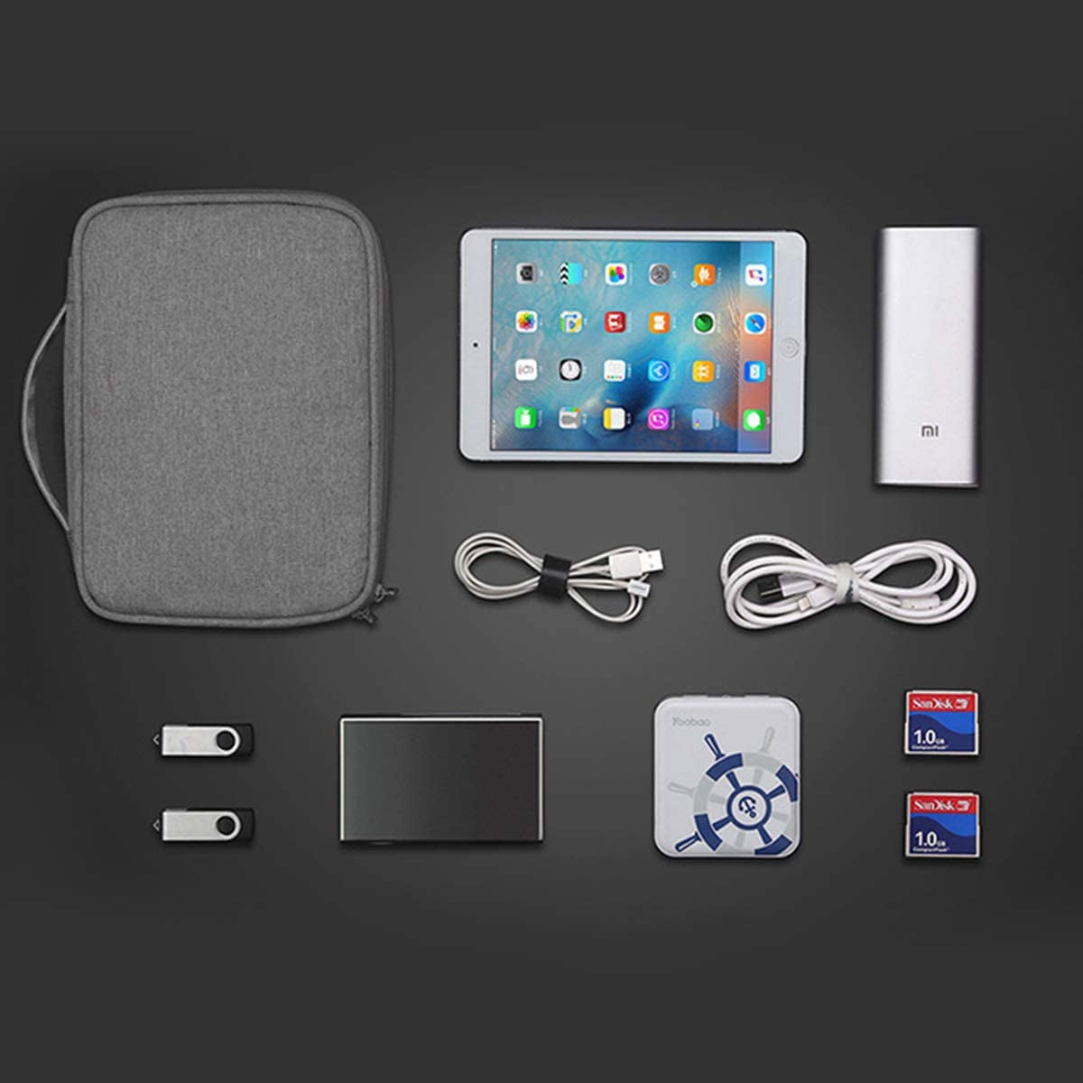 Electronics Organizer, Electronic Accessories Bag Travel Cable Organizer Three-Layer for Ipad Mini, Kindle, Hard Drives, Cables, Chargers