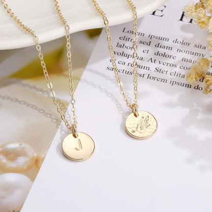 Mothers Day Gifts for Mom Daughter - 14K Gold Plated/14K Rose Gold Plated/S925 Sterling Silver Disc Initial Necklaces for Girls Jewelry Birthday Gift Graduation Gifts for Kids Girl Teens Women