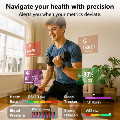 Smart Watch (Answer/Make Call), 1.83” Health Fitness Watch with Heart Rate, Blood Pressure,Spo2 and Sleep Monitor, 100+ Sports Modes, IP68 Waterproof Fitness Tracker for Men Women