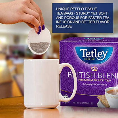 British Blend Premium Decaf Black Tea, Decaffeinated Tea, 40 Teabags (Pack of 6), Rainforest Alliance Certified
