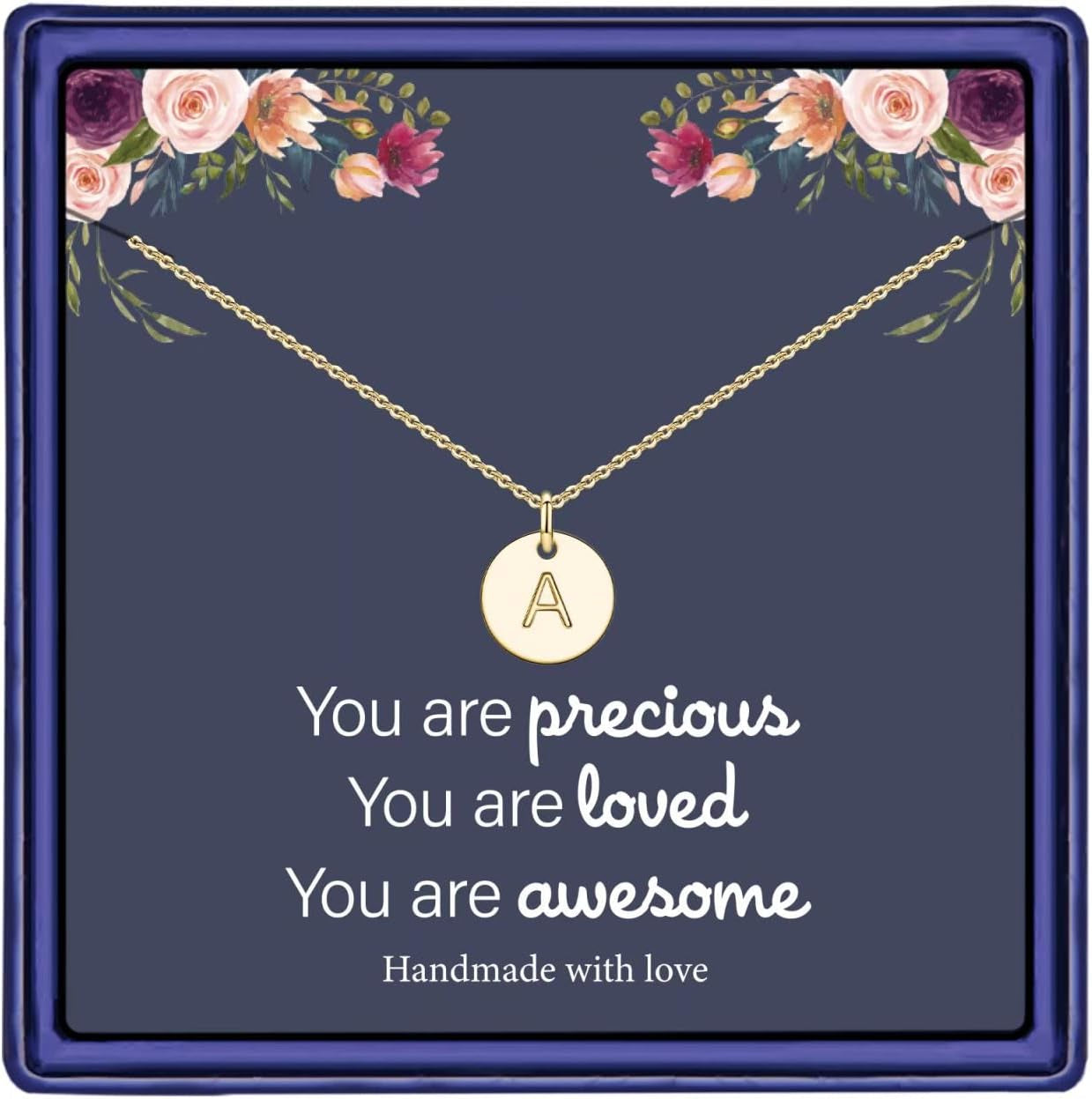 Mothers Day Gifts for Mom Daughter - 14K Gold Plated/14K Rose Gold Plated/S925 Sterling Silver Disc Initial Necklaces for Girls Jewelry Birthday Gift Graduation Gifts for Kids Girl Teens Women
