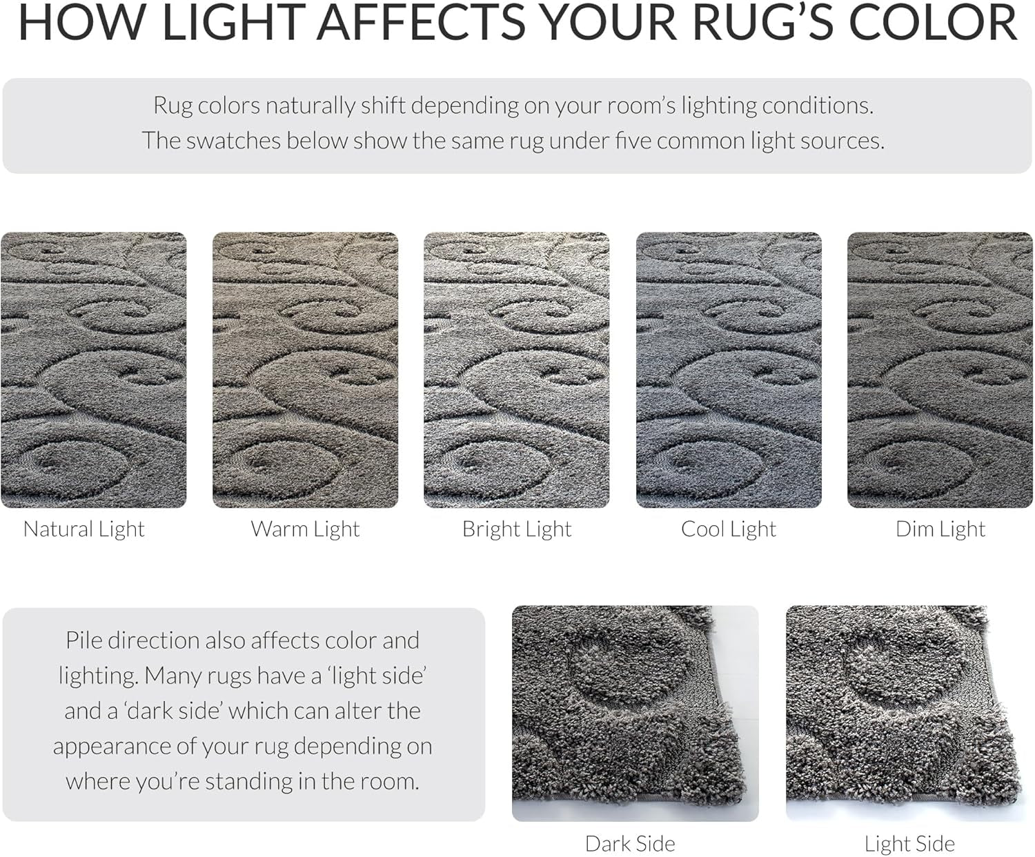 Florida Shag Collection Area Rug - 6'7" Square, Grey, Scroll Design, Non-Shedding & Easy to Clean, High-Low Plush Pile, Ideal for Living Room, Bedroom, Dining Space (SG455-8013)